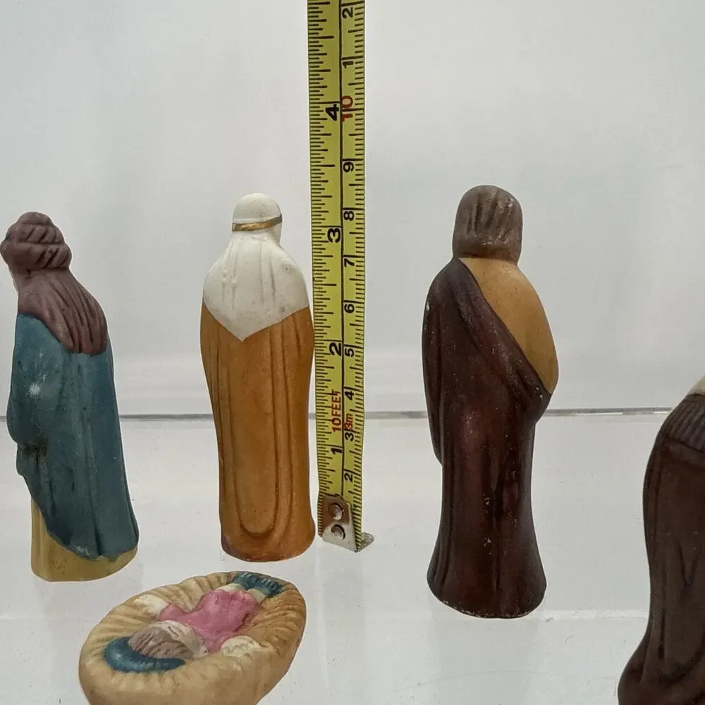 6 Pc Mini Nativity World Bazaars Holiday Collection Ceramic Tallest Piece 3.25”